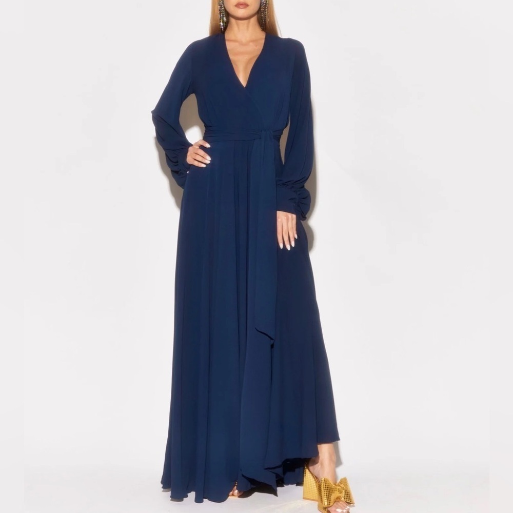 Meghan Fabulous Navy LilyPad Maxi Dress Medium